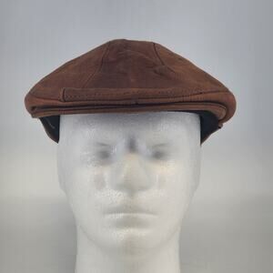 Leather Newsboy Cap Mens Small Medium Cabbie Driver Hat Made in USA Classic Y2K